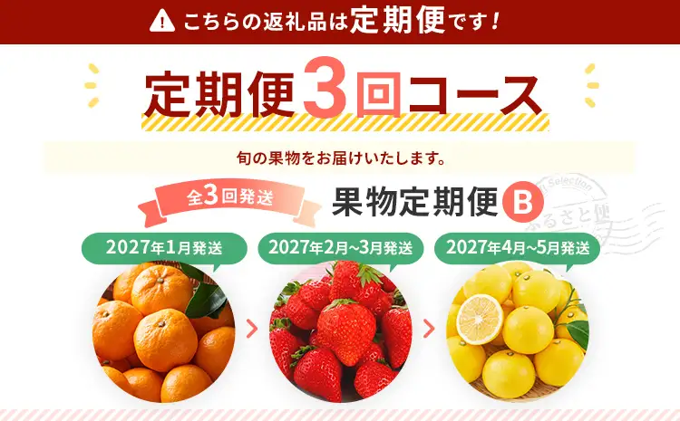 定期便 果物定期便B 3回発送 みかん 博多あまおう ニューサマーオレンジ 日向夏 定期発送 果物 くだもの フルーツ 柑橘 イチゴ 送料無料 【2027年1月～5月まで計3回お届け】