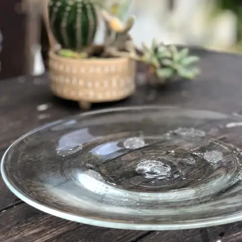 【琉球ガラス工房雫】水玉お皿（中・2枚セット）