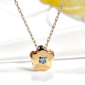 35-9-2 ネックレスK18YG ダイヤモンド0.26ct フラワーモチーフリバーシブルペンダント伏せ込み裏ブルーダイヤ【f171-k18yg-1】 ALPAZ038