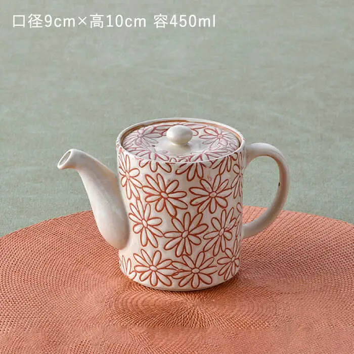 【波佐見焼】撥水花散らし  花柄 筒形 ティーポット 白 食器 皿 【長十郎窯】 [AE55] 波佐見焼