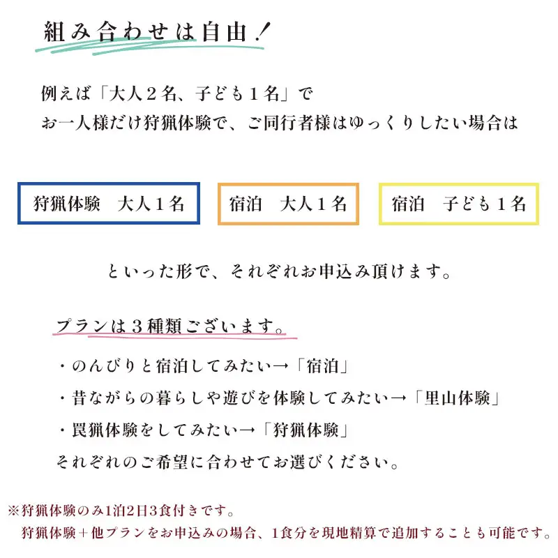 狩猟体験 １泊２日/３食付 大人１人 ： 農家民宿 京都府 舞鶴市