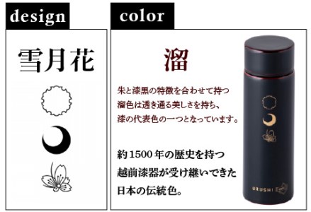 URUSHIPOKETLE　雪月花デザイン 120ml　溜  水筒 伝統工芸品