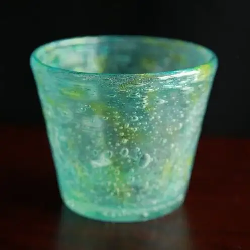 【ガラス工房雫】泡花口広カップ＜ヒルギ＆ランタナ＞2個セット