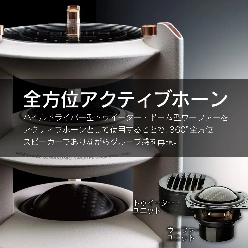 スピーカー オーディオ 全方位 無指向性 Egretta エグレッタ TS-A200a ハイレゾ モノラルスピーカー デスクトップサイズ オオアサ電子 アンプ搭載_OE025_006