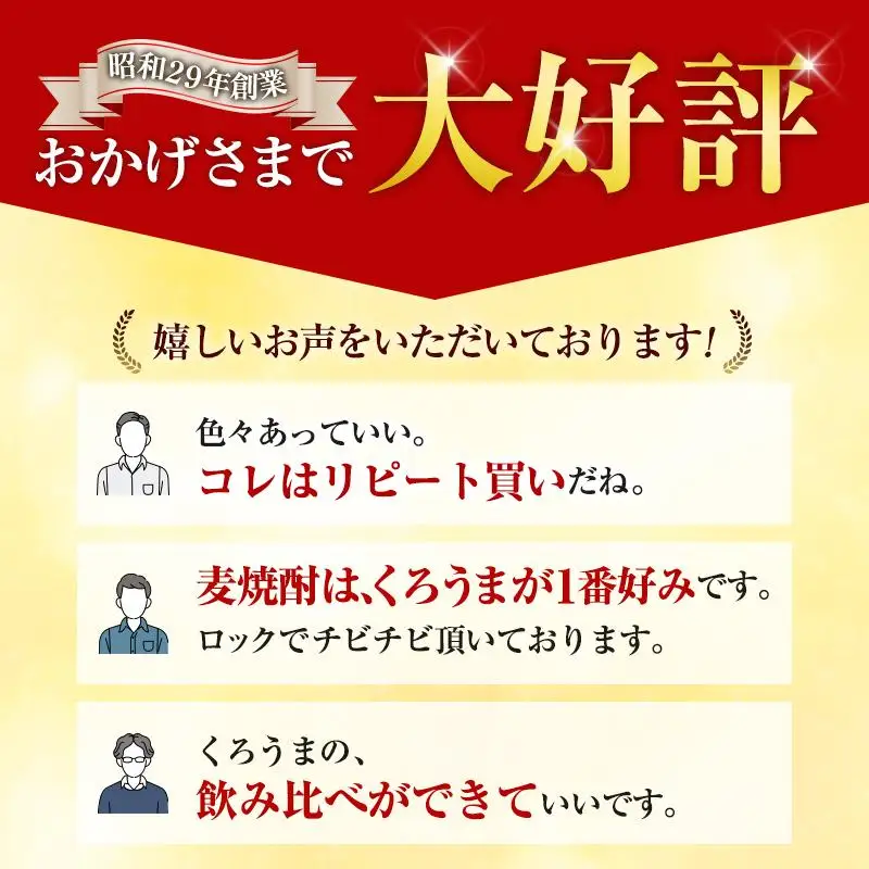 神楽酒造　麦焼酎くろうま 5本飲み比べセット＜18-50a＞