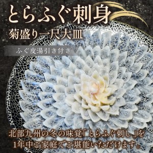 とらふぐ刺身 菊盛り一尺大皿 ふぐ皮湯引き付 4人前 冷凍【001-0334】