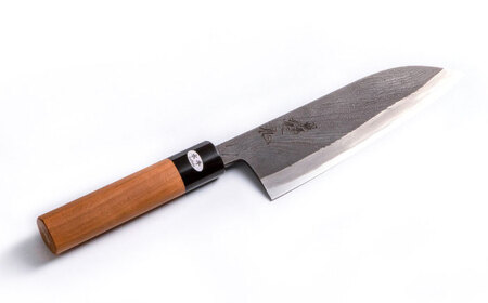 包丁 玉鋼割込三徳包丁　越後 司作 片刃（右利き） 18cm [AIAV022] 包丁