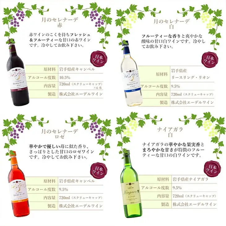 エーデルワイン 甘口好みの方におすすめ12本セット　720ml×11本､360ml×1本 【1338】