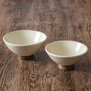 小石原焼 カネハ窯 飛び鉋飯碗 大小セット(全飛び鉋) AA90