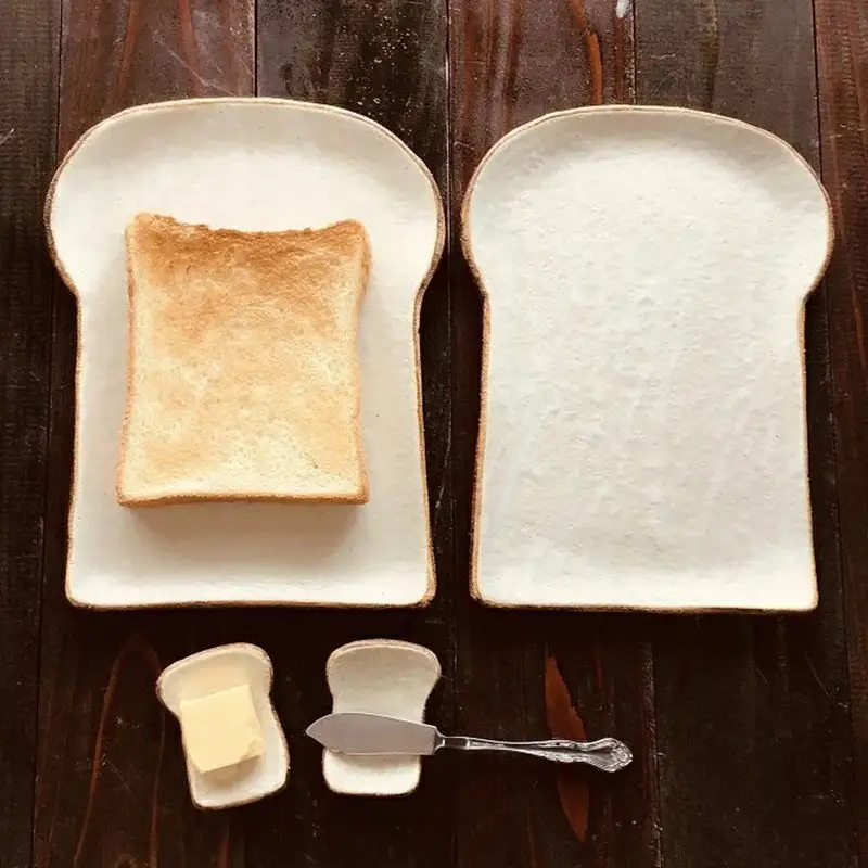 食パンの皿　ラージサイズ　4枚セット+箸置き4個セット【716】_HA0973