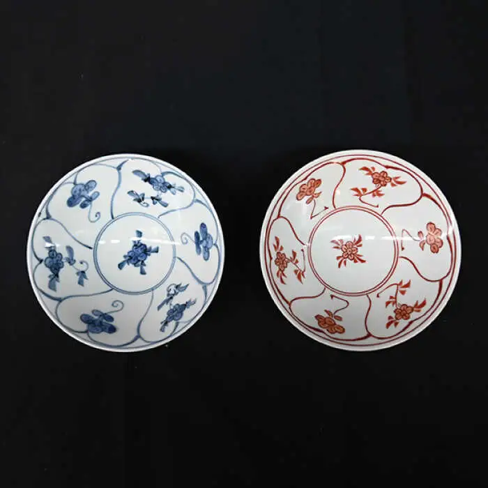 【波佐見焼】はさみ平茶碗 なづな（呉・朱） 茶碗 ペアセット 食器 皿 【協立陶器】 [TC87] 波佐見焼