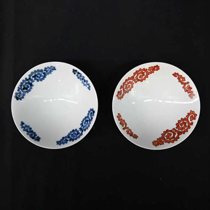 【波佐見焼】はさみ平茶碗 蛸唐草（呉・朱） 茶碗 ペア 食器 皿 【協立陶器】 [TC88] 波佐見焼