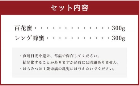 辻養蜂場 百花蜜 レンゲ蜂蜜 300g×各1本 計600g はちみつ