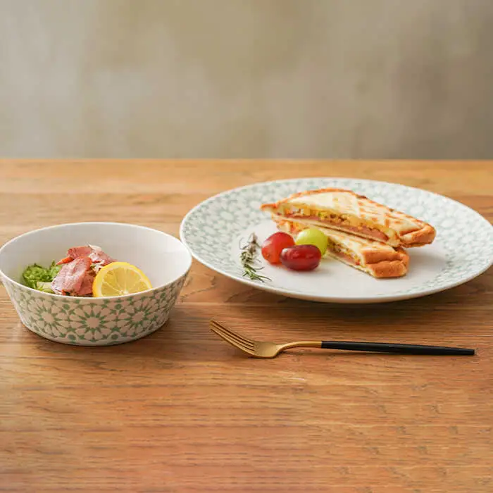 【波佐見焼】センティアカレイド （エメラルド・イエロー） 20cm プレート・浅型ボウル 4点セット 食器 皿 【西山】【NISHIYAMAJAPAN】 [CB121]  波佐見焼