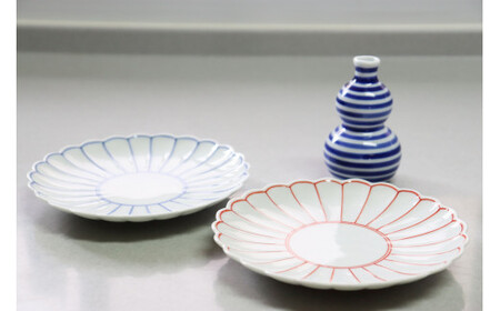 有田焼 菊割銘々皿と一輪差し 3点セット 大慶 ci035