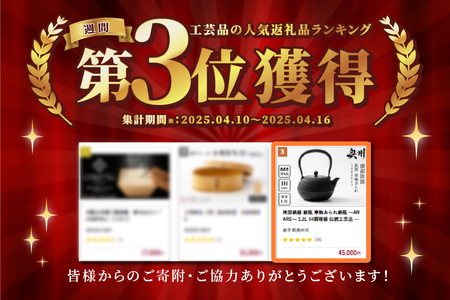 【4ヶ月以内発送予定】 南部鉄器 鉄瓶 寒梅あられ鉄瓶 ～ARARE～ 1.2L IH調理器 伝統工芸品 やかん ケトル キッチン用品 食器 日用品 雑貨 [BE001]