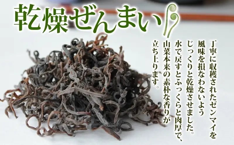 乾燥ゼンマイ 180g ぜんまい 山菜 干しぜんまい 山の幸 和え物 具材 伝統食 野菜 きのこ 油揚げ こんにゃく 炒め物 ごま油 塩 ナムル マヨネーズ和え お味噌汁 具 保存食 ストック 送料無料 一般財団法人ブナの里白神公社 青森県 西目屋村