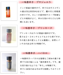 【テレビで紹介されました】 熊野唐辛子ギフト⑭（一味唐辛子（プサジュエラ、プリッキーヌ、ハバネロ）各1本）【kmng0011】