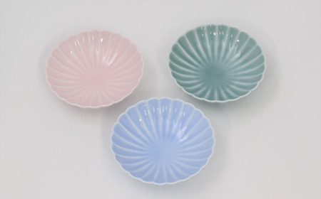 有田焼 深川製磁 釉遊彩 菊花小付3枚入 (Pale） 皿 食器 aa007