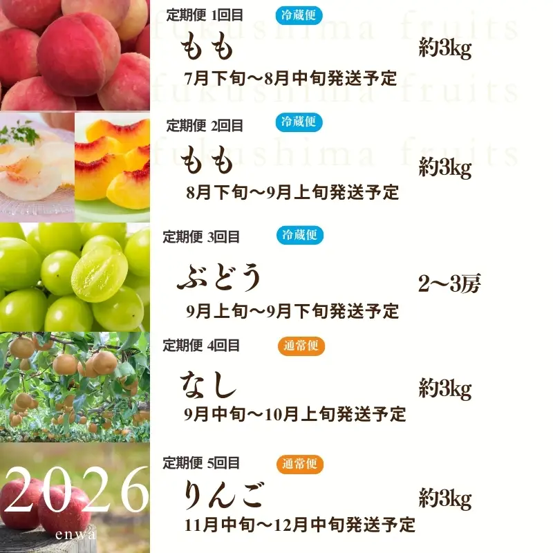 No.2264福島のフルーツ5品定期便【2026年発送】