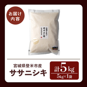 ≪令和8年産≫ ササニシキ 精米 5kg×1袋 宮城県登米市産 お米 おこめ 米 コメ 白米 ご飯 ごはん おにぎり お弁当【株式会社近藤農産】tm508