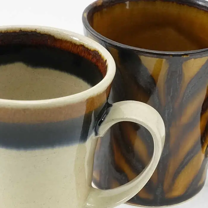 【波佐見焼】Folk Design 二色巻・矢羽根飴釉 マグカップ ペアセット 食器 皿 【玉有】 [IE23] 波佐見焼