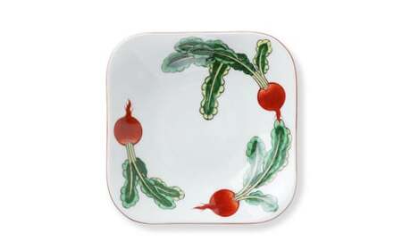 源右衛門窯 赤絵蕪絵 角型 鉢 器 食器 鉢 蕪絵 野菜 有田焼 ad020