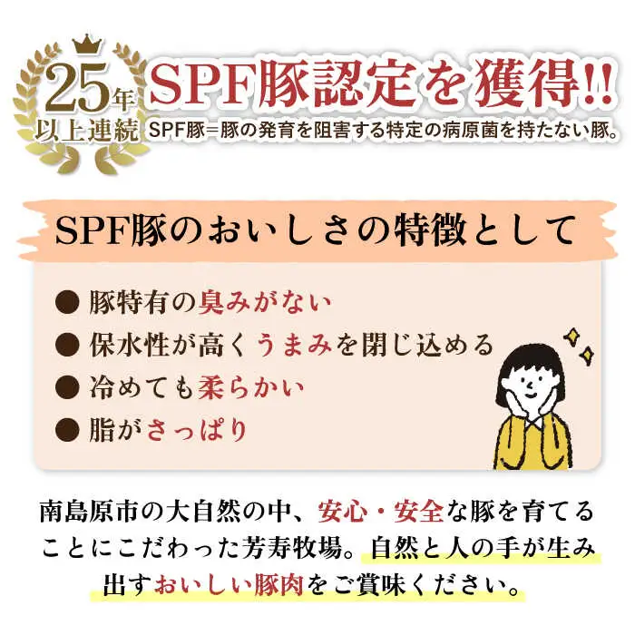 【12回定期便】SPF豚 やっちゃおいしか芳寿豚バラエティセット 計750g / 豚肉 定期便 ほうじゅとん SPF豚 spfポーク 小分け バラ しゃぶしゃぶ / 南島原市 / 芳寿牧場 [SEI013]