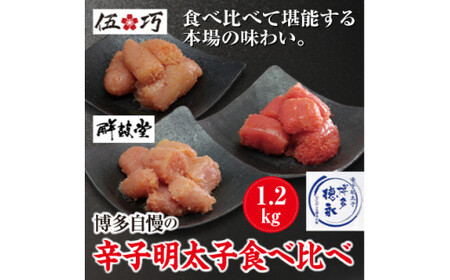 博多自慢の辛子明太子食べ比べ 1.2kg【コープファーム】_HA1051