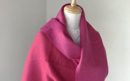 カシミヤ100% 大判 千鳥 チェック リバーシブル ショール ピンク/朱赤 RF414 長さ 200cm 幅 68cm