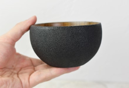 【ざらざら越前漆器】丸椀 炭黒色 くろめ工房　漆器 お椀