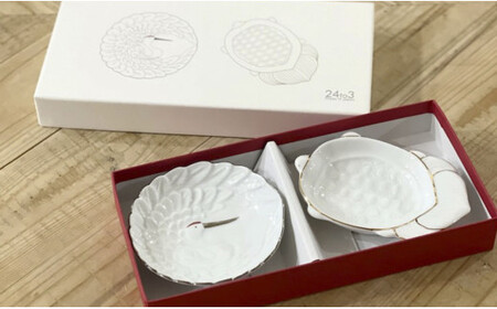 金・プラチナ鶴亀小皿セット 西富陶磁器 bi002