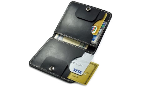 キャッシュレス時代の胸ポケットに入る多機能薄型コンパクトウォレット（マネークリップ付き）　バンナイズ オイル シュリンク レザー 本革 財布 コンパクト ファッション 小物 アクセサリー  ビンテージブラウン