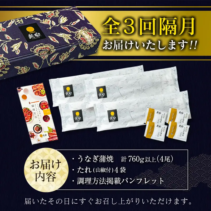 数量限定 特大 うなぎ 定期便 4尾セット 隔月 9月11月1月お届け 全3回 E193-760-091101