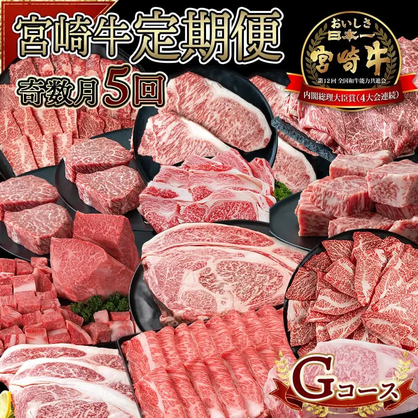 宮崎牛定期便(5回お届け) Gコース〔N25-007-T5〕_(都城市) 