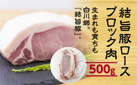 結旨豚ロース ブロック肉 500g 塊肉 ローストポーク ステーキ トンカツ かつ 肉 豚肉 国産 ブランド豚 キャンプ 白川郷 焼き肉 バーベキュー BBQ キャンプ てんから 6000円 岐阜県 白川村 [S322]