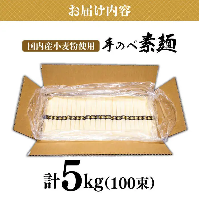 【手のべ陣川】熟成麺 島原 手延べ そうめん 5kg / L-100 / 化粧箱 そうめん 島原そうめん 手延べ 麺 素麺 / 南島原市 / ながいけ [SCH026]