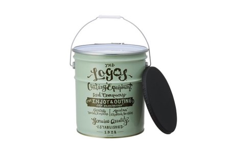 ヴィンテージペールCAN キャンプ 雑貨 LOGOS コラボ ロゴ入り アウトドアグッズ インテリア スチール製 容量18L 小道具 使用前の炭 収納 スツール 荷物入れ 小物入れ 