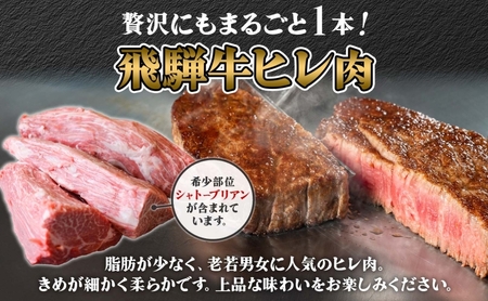 飛騨牛 ヒレ肉 ブロック A4～A5等級 1本6ヵ月定期便約3～4kg  3割×6 ヒレ シャトーブリアン 肉 牛肉 ブランド牛 お肉 和牛 お取り寄せ ご褒美 ステーキ 豪華 グルメ 焼肉 BBQ パーティー ギフト 贈り物 焼肉マルイ 岐阜県 【 安八町 】