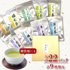 煎茶 飲み比べ ティーバッグ 22個 緑茶 日本茶 個包装 お手軽 贈答用 水口園