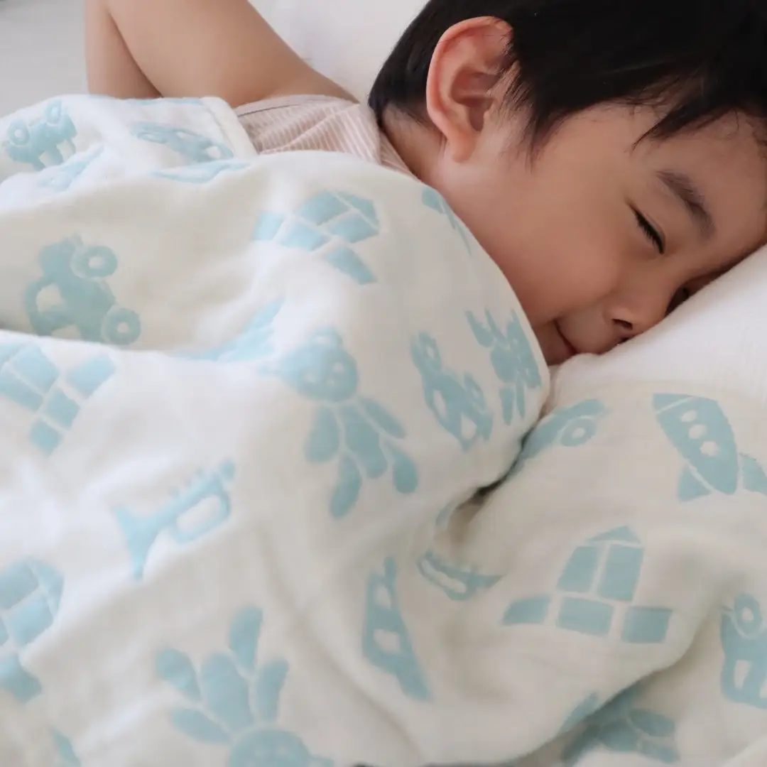 【babybear】泉州南部織 6重ガーゼハーフケット（ブルー）
