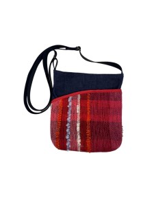 A273 りんごの木　さをり織りポケットショルダー　【赤系】 