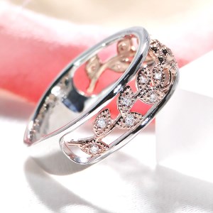 55-9-4 指輪 Pt900 K18PG コンビ リング ダイヤモンド 計0.15ct プラチナ ピンクゴールド フラワー 花 透かし【f203-ptpg】 ALPAZ082