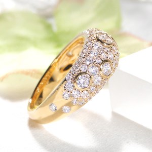 140-9-2 指輪 K18YG イエローゴールド レディース リング 1.6ct ダイヤモンド パヴェ ドット ダイヤ【f155-k18yg】 ALPAZ090