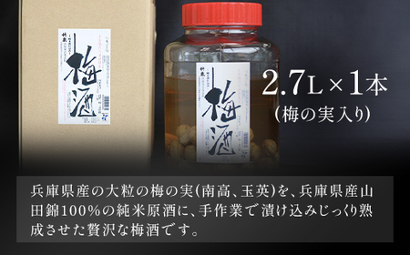 ～米の旨みと梅の香り～ 竹泉 純米山田錦仕込 氷温熟成 梅酒2.7L 梅酒 果実酒 酒 さけ お酒 おさけ 田治米合同会社 兵庫県 朝来市 AS1DB1