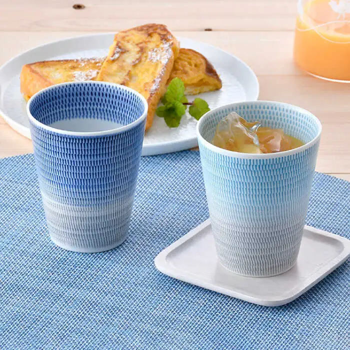 【波佐見焼】色染め流し フリーカップ （大） 青・トルコ 食器 皿 【一真窯】 [BB59]  波佐見焼