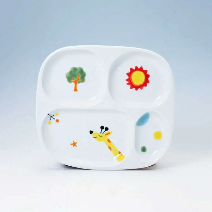 【波佐見焼】子供食器 きりんくん 3点セット 仕切り皿 プレート マグカップ 茶碗 食器 皿 【奥川陶器】 [KB51]  波佐見焼