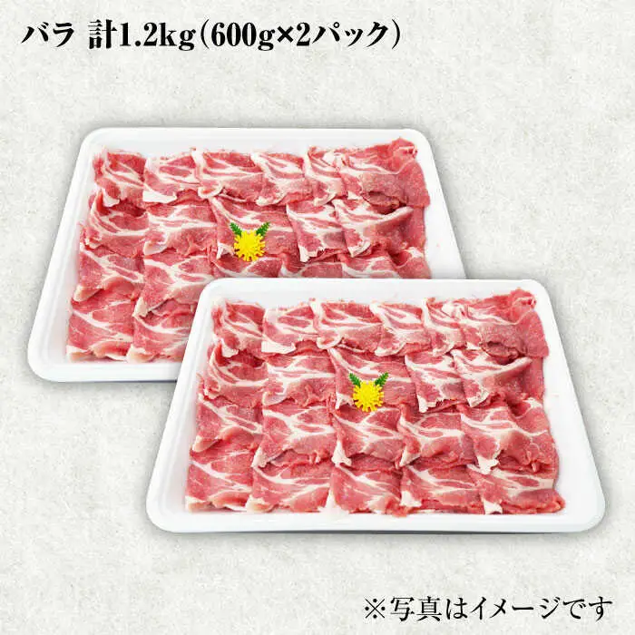 【6回定期便】大西海SPF豚 バラ（焼肉用）計1.2kg 訳あり ＜大西海ファーム＞ [CEK082]