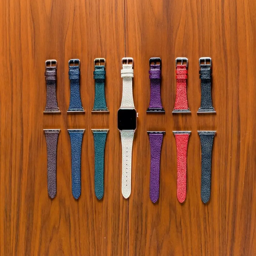 レザーバンド姫路黒桟革AppleWatch替えベルトレザーバンド【41mm】 レッド×シルバー