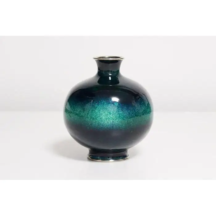 ★色：水（緑透け）★【尾張七宝窯元　加藤七宝製作所】４.５寸玉形花瓶　